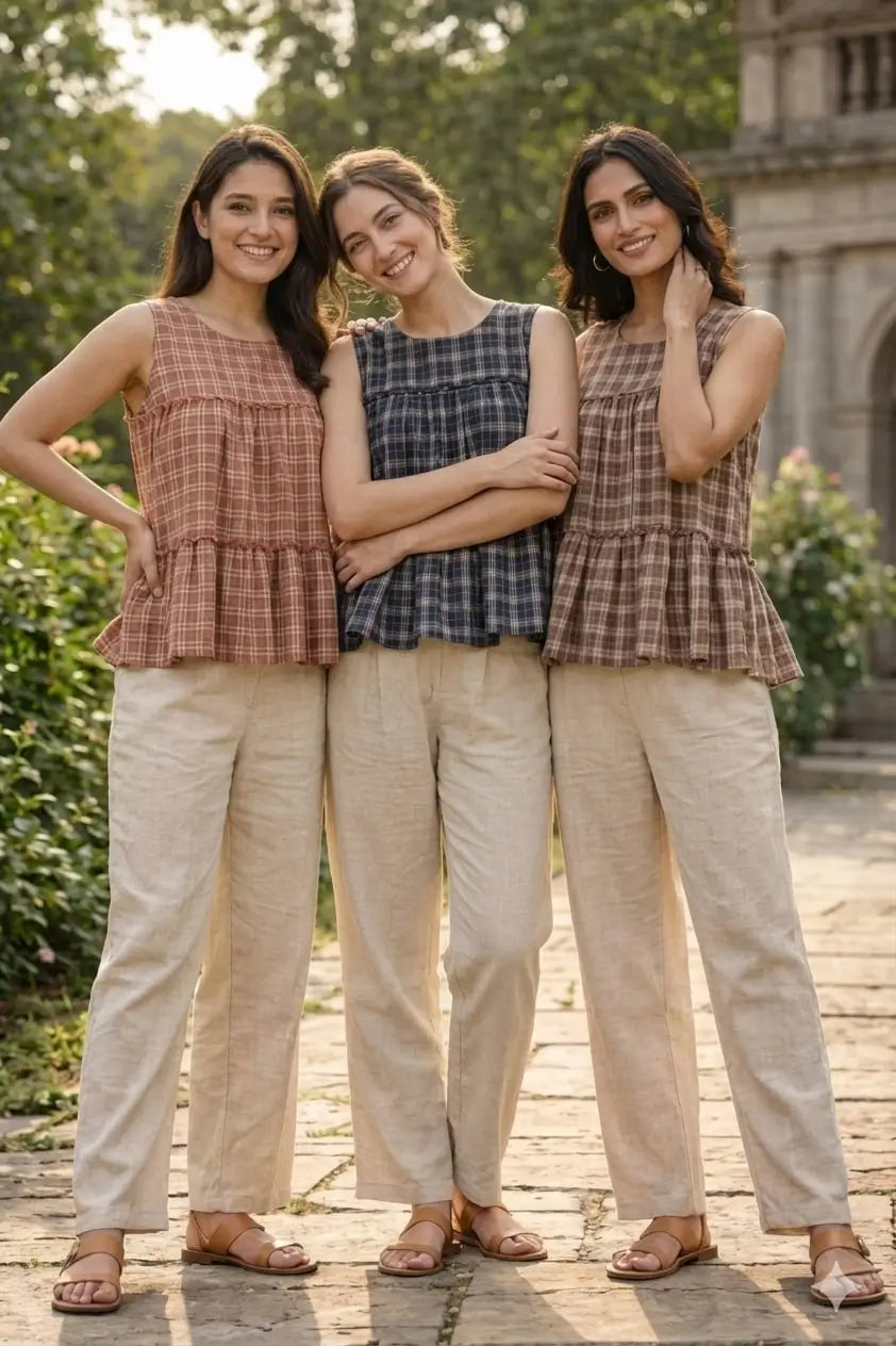 Breezy Checks Linen Co-ord Set for Summer Casual Wear