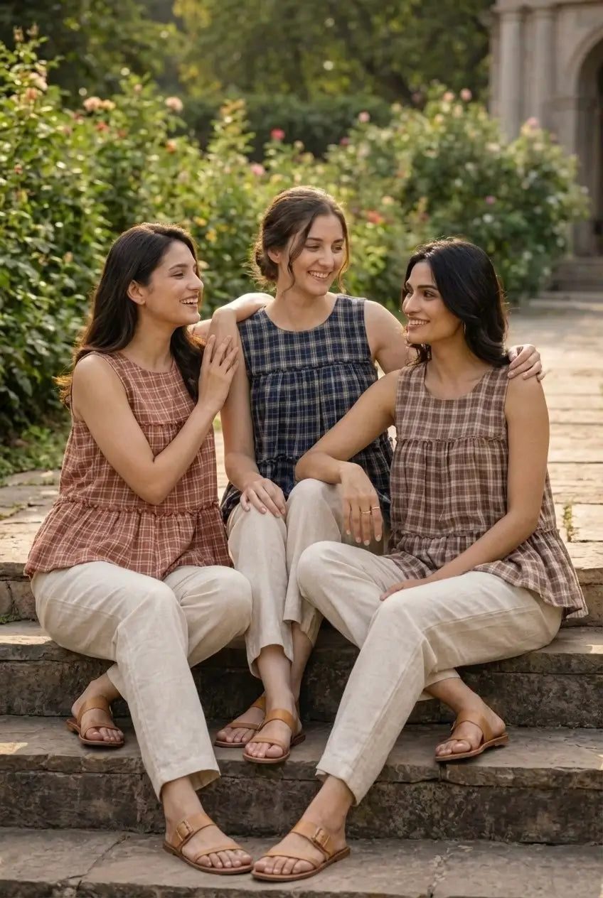 Breezy Checks Linen Co-ord Set for Summer Casual Wear