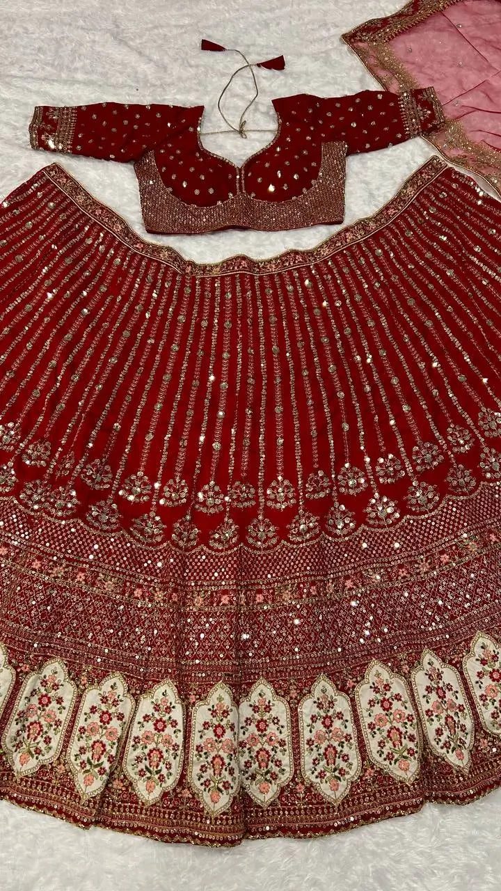 Bridal Embroidered Silk Lehenga Set with Dupatta for Wedding and Festive Wear