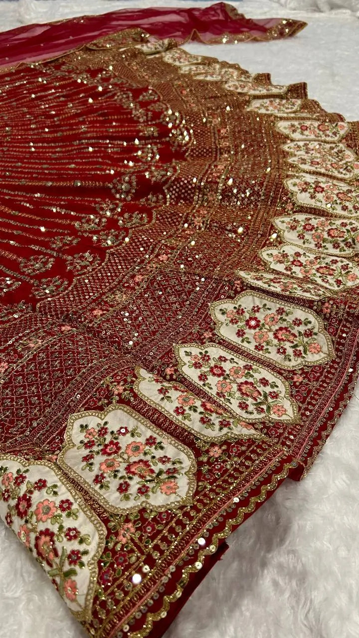 Bridal Embroidered Silk Lehenga Set with Dupatta for Wedding and Festive Wear