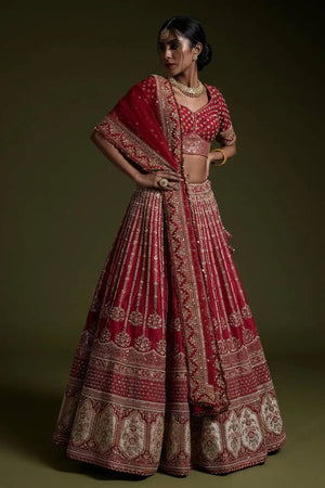 Bridal Embroidered Silk Lehenga Set with Dupatta for Wedding and Festive Wear