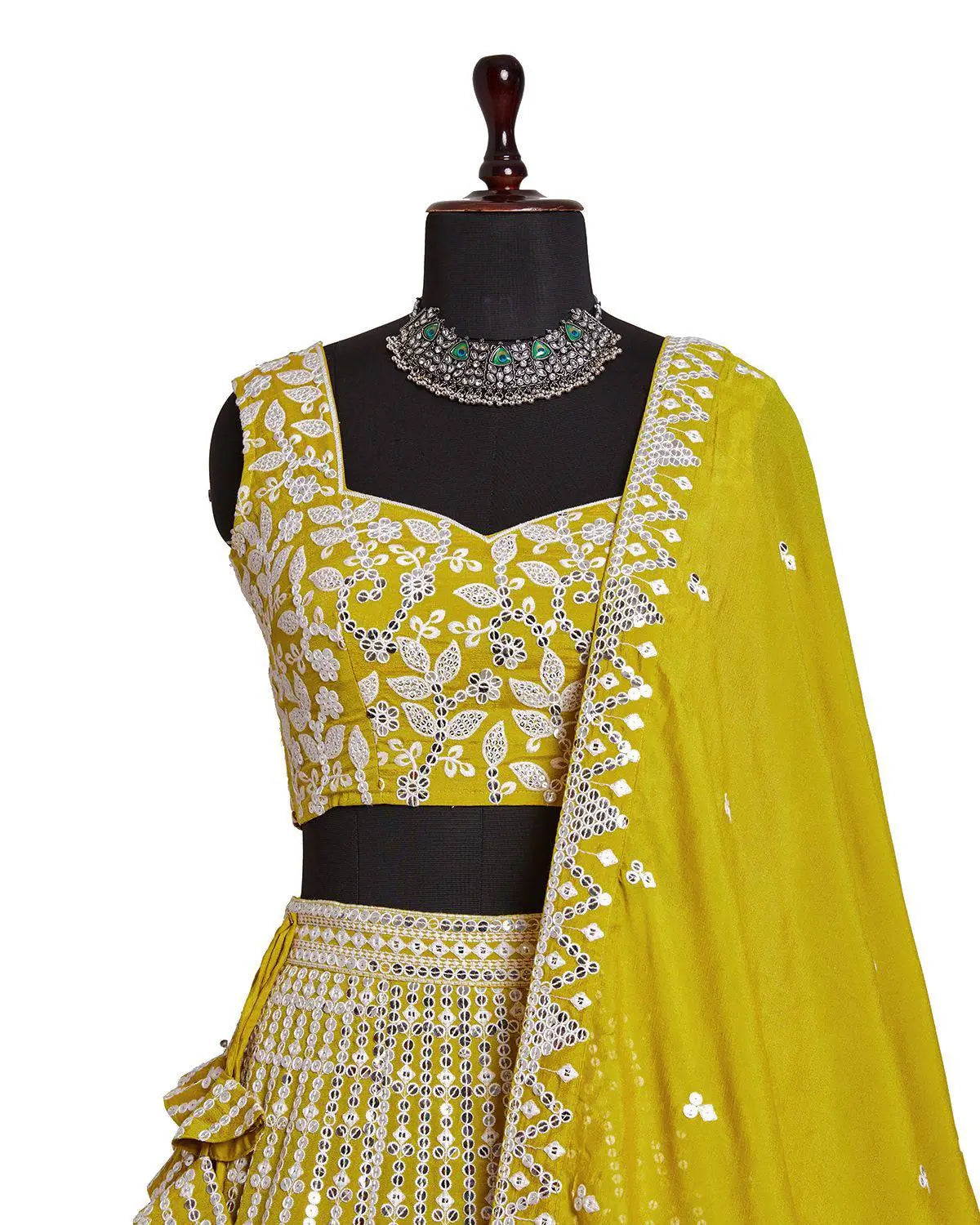 Bridal Style Embroidered Silk Lehenga Choli Set
