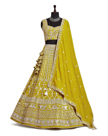Bridal Style Embroidered Silk Lehenga Choli Set
