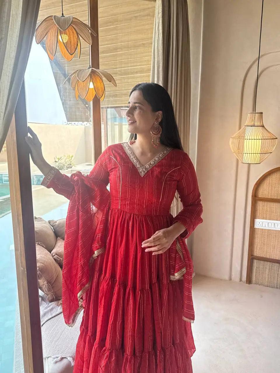 Brocade Tiered Anarkali Gown