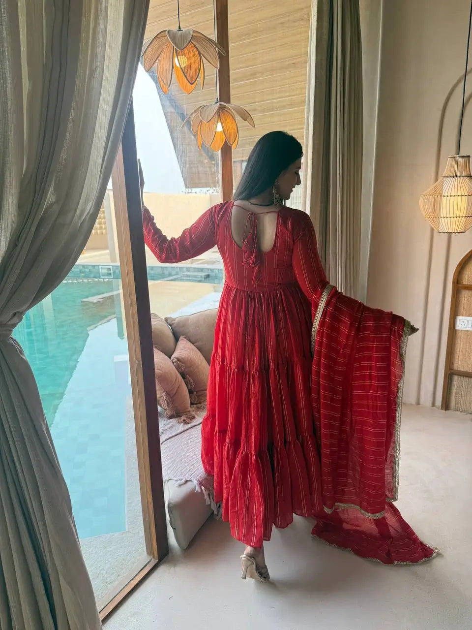 Brocade Tiered Anarkali Gown