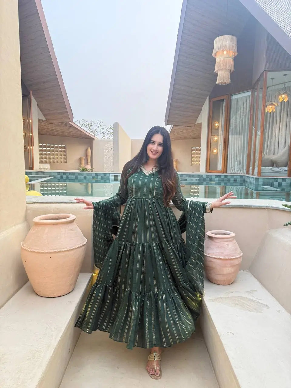 Brocade Tiered Anarkali Gown