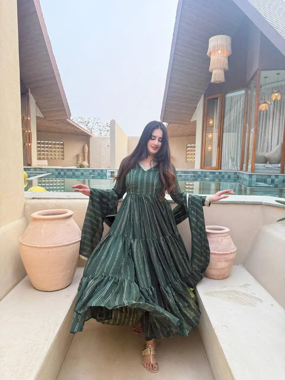 Brocade Tiered Anarkali Gown