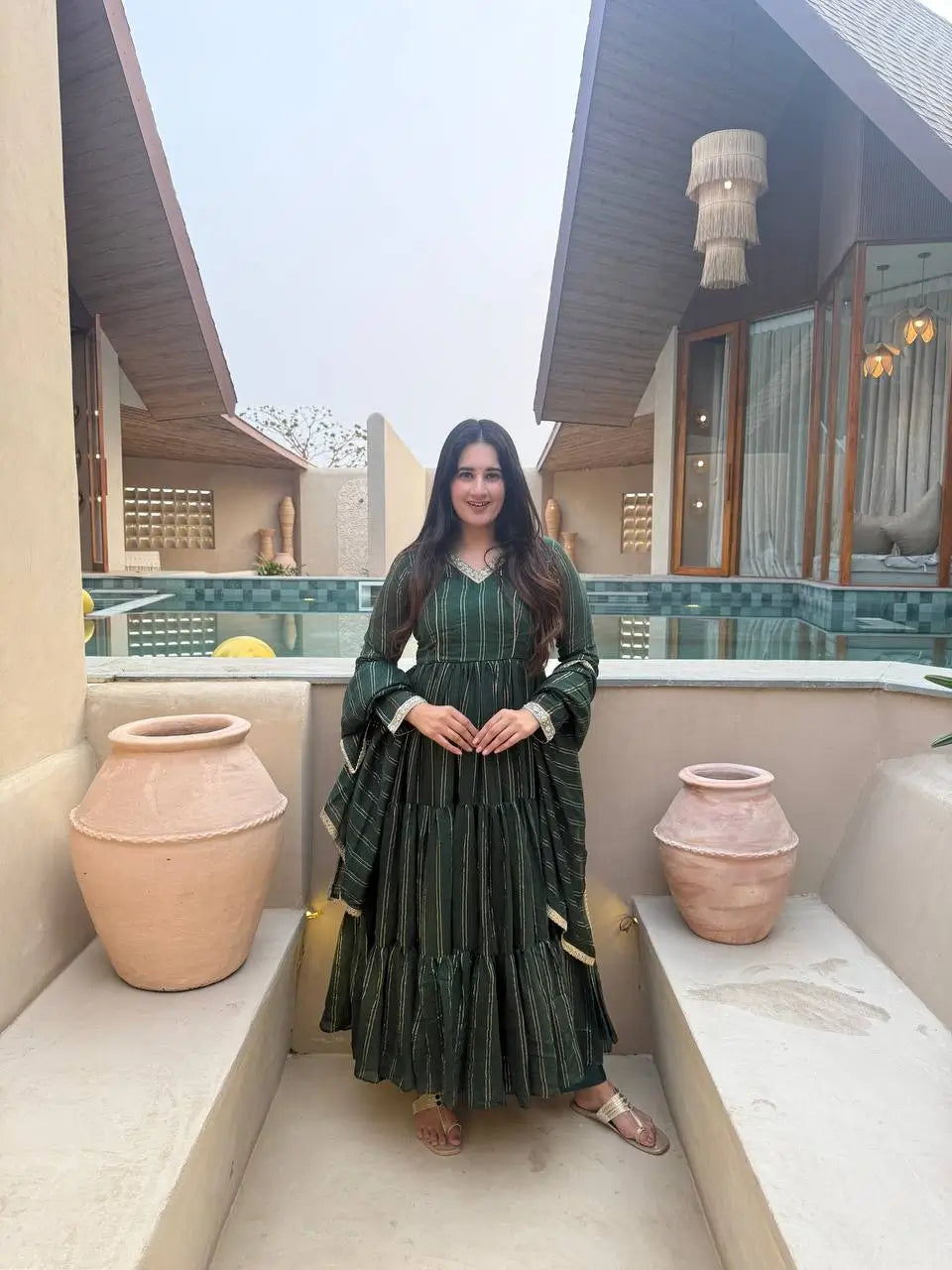Brocade Tiered Anarkali Gown