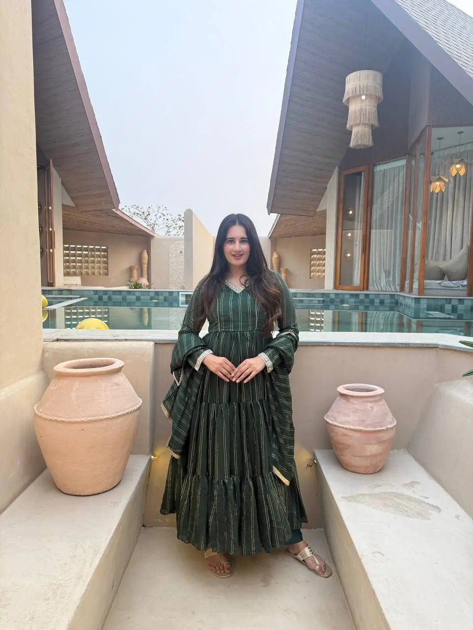 Brocade Tiered Anarkali Gown