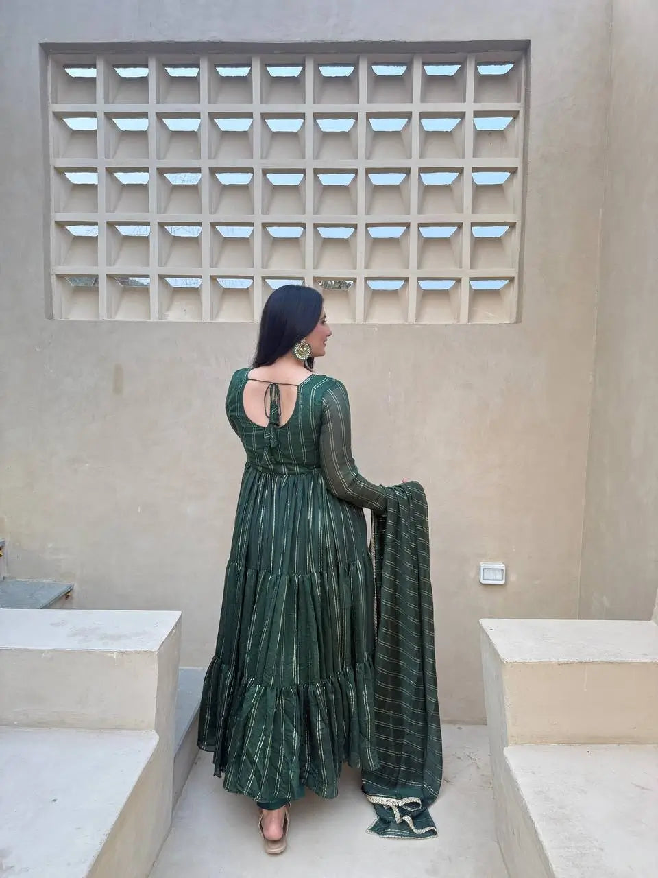 Brocade Tiered Anarkali Gown