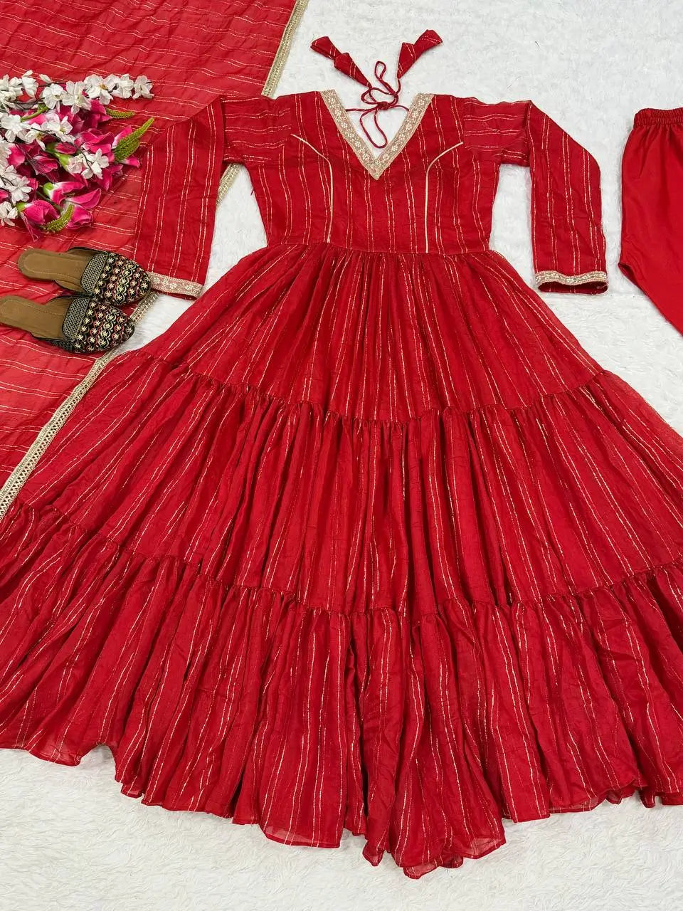 Brocade Tiered Anarkali Gown