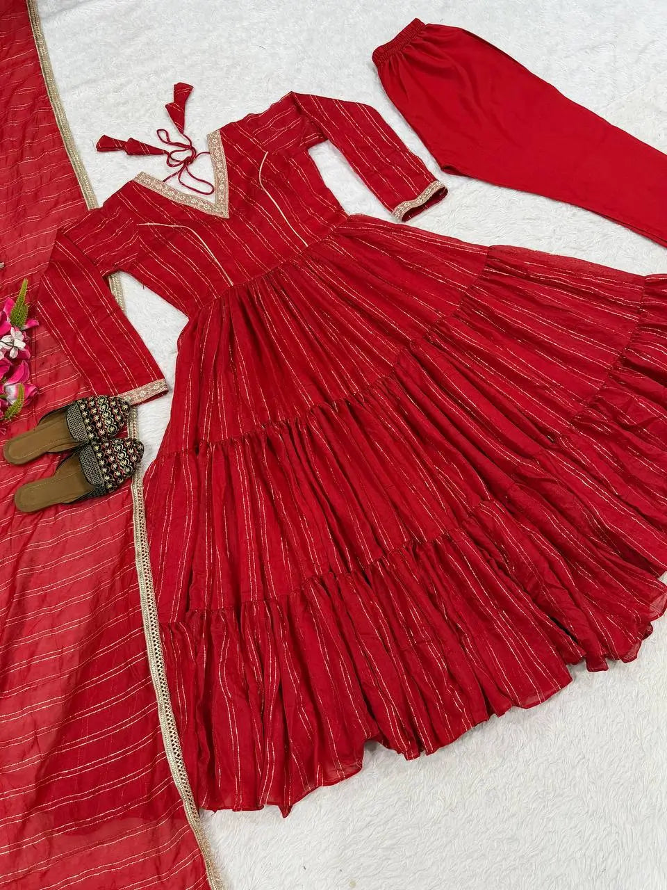 Brocade Tiered Anarkali Gown