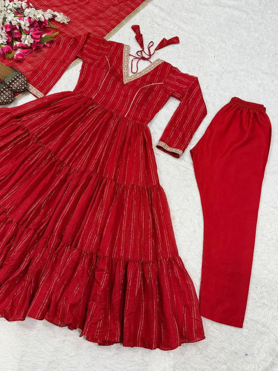 Brocade Tiered Anarkali Gown