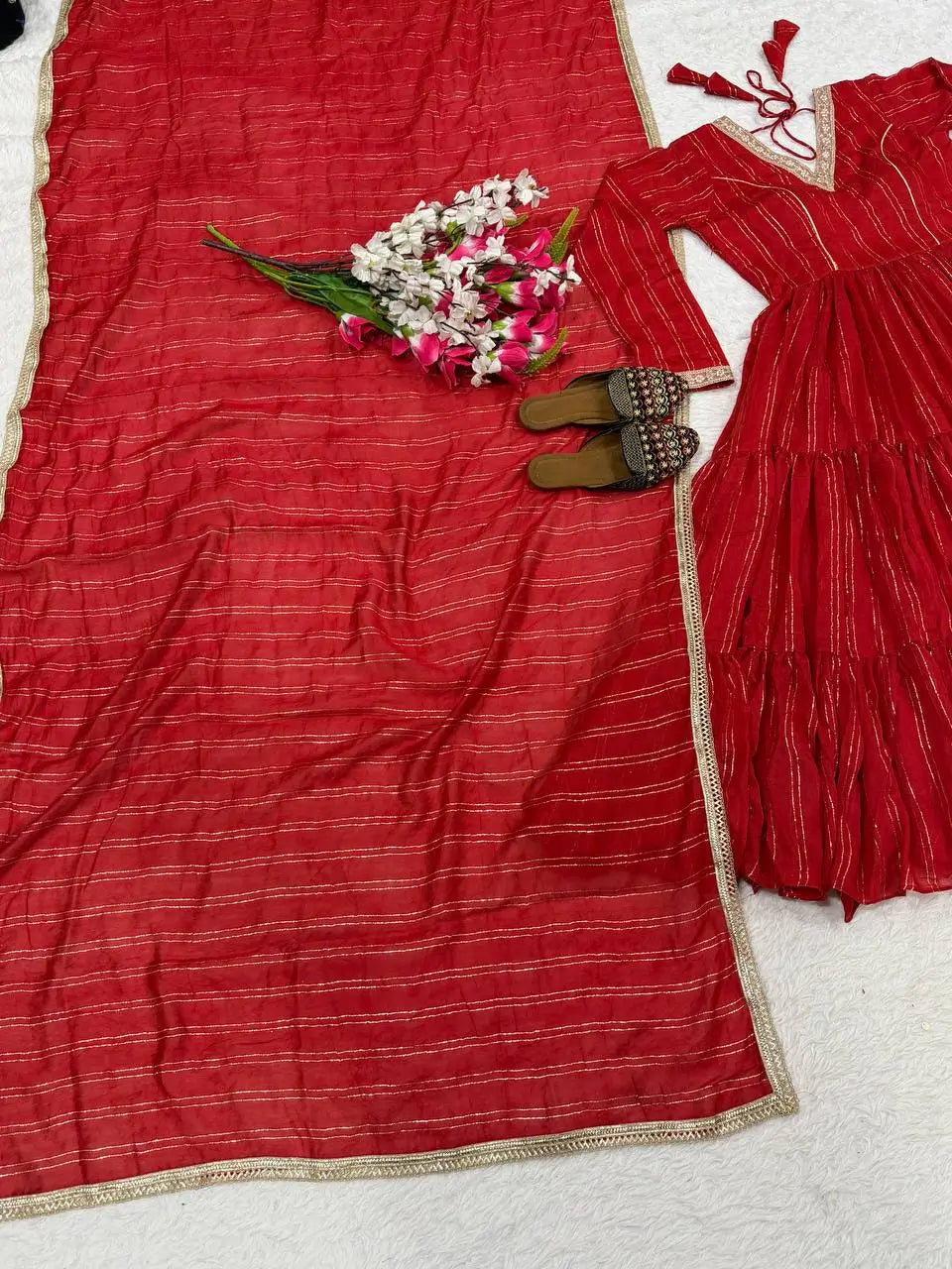 Brocade Tiered Anarkali Gown