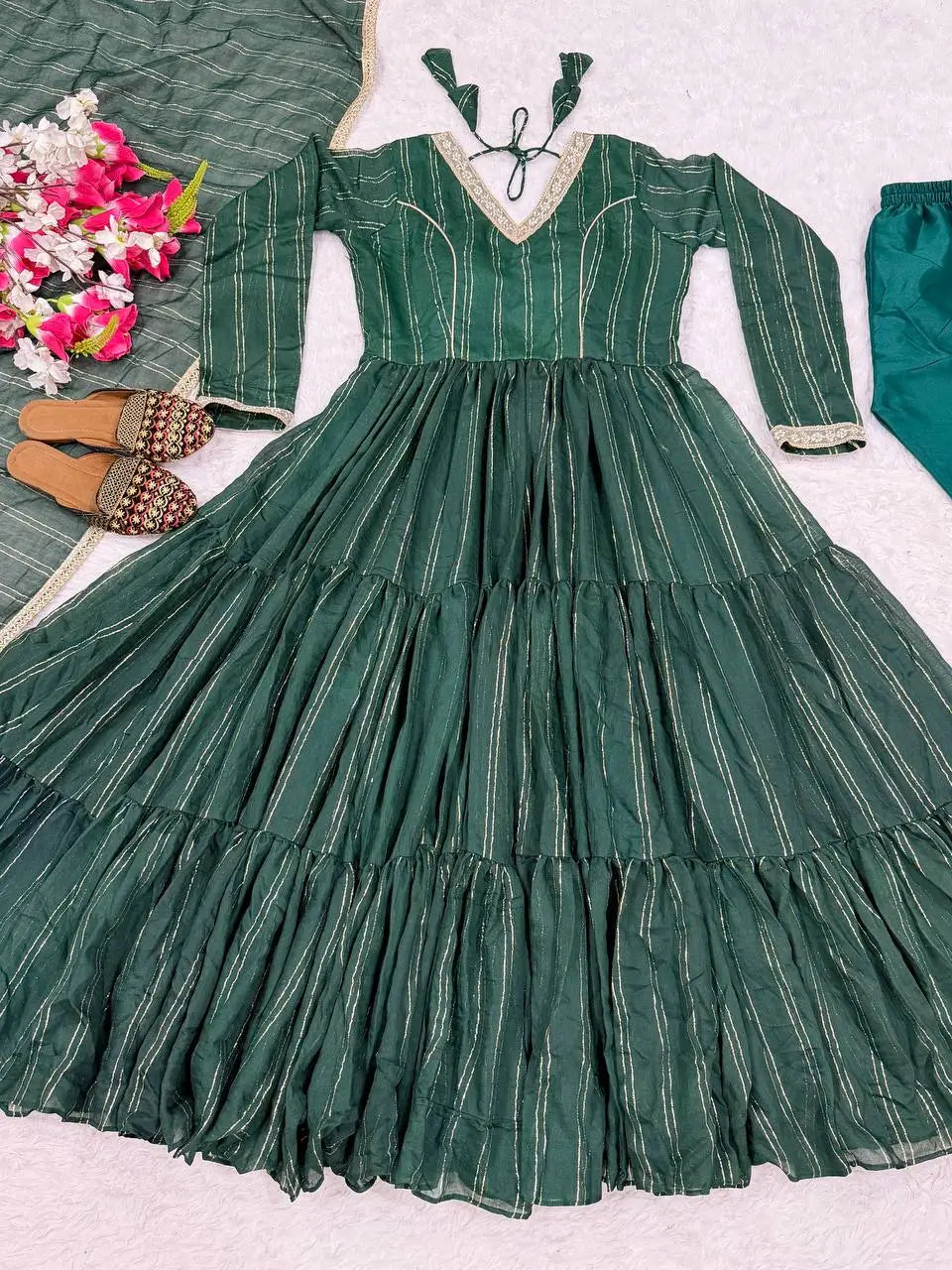 Brocade Tiered Anarkali Gown