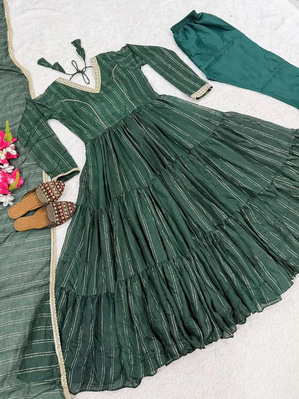 Brocade Tiered Anarkali Gown