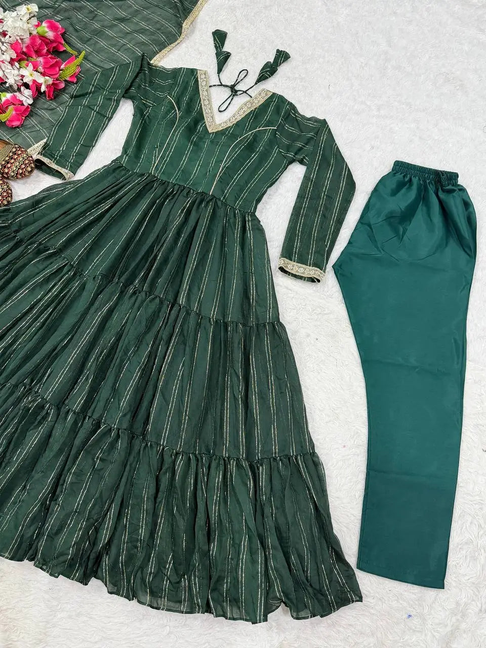 Brocade Tiered Anarkali Gown