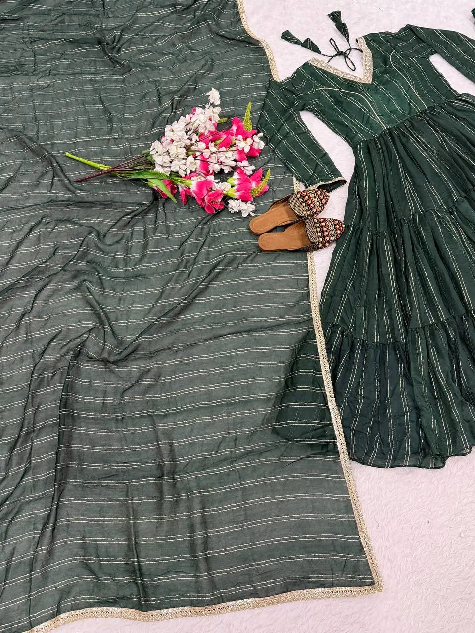 Brocade Tiered Anarkali Gown