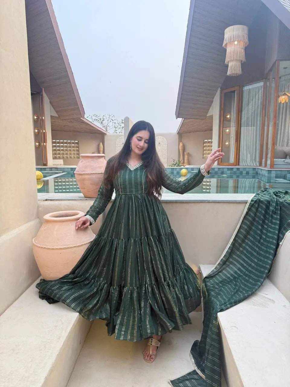 Brocade Tiered Anarkali Gown