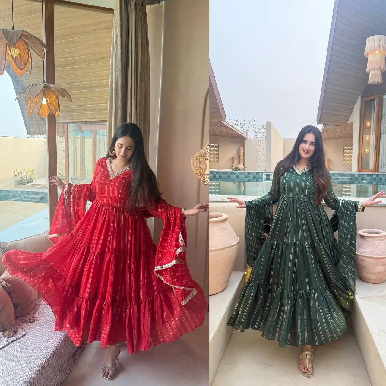 Brocade Tiered Anarkali Gown