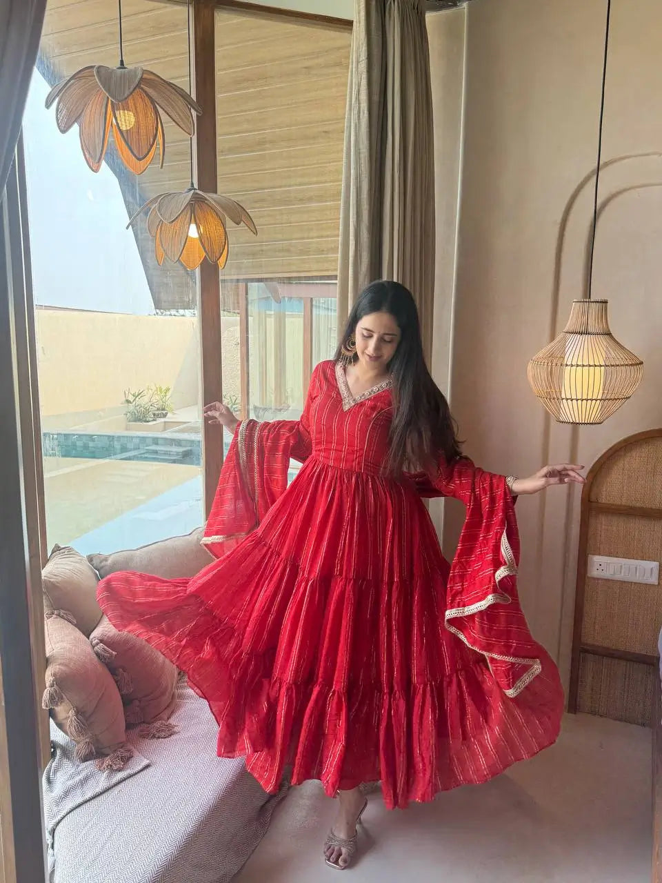 Brocade Tiered Anarkali Gown