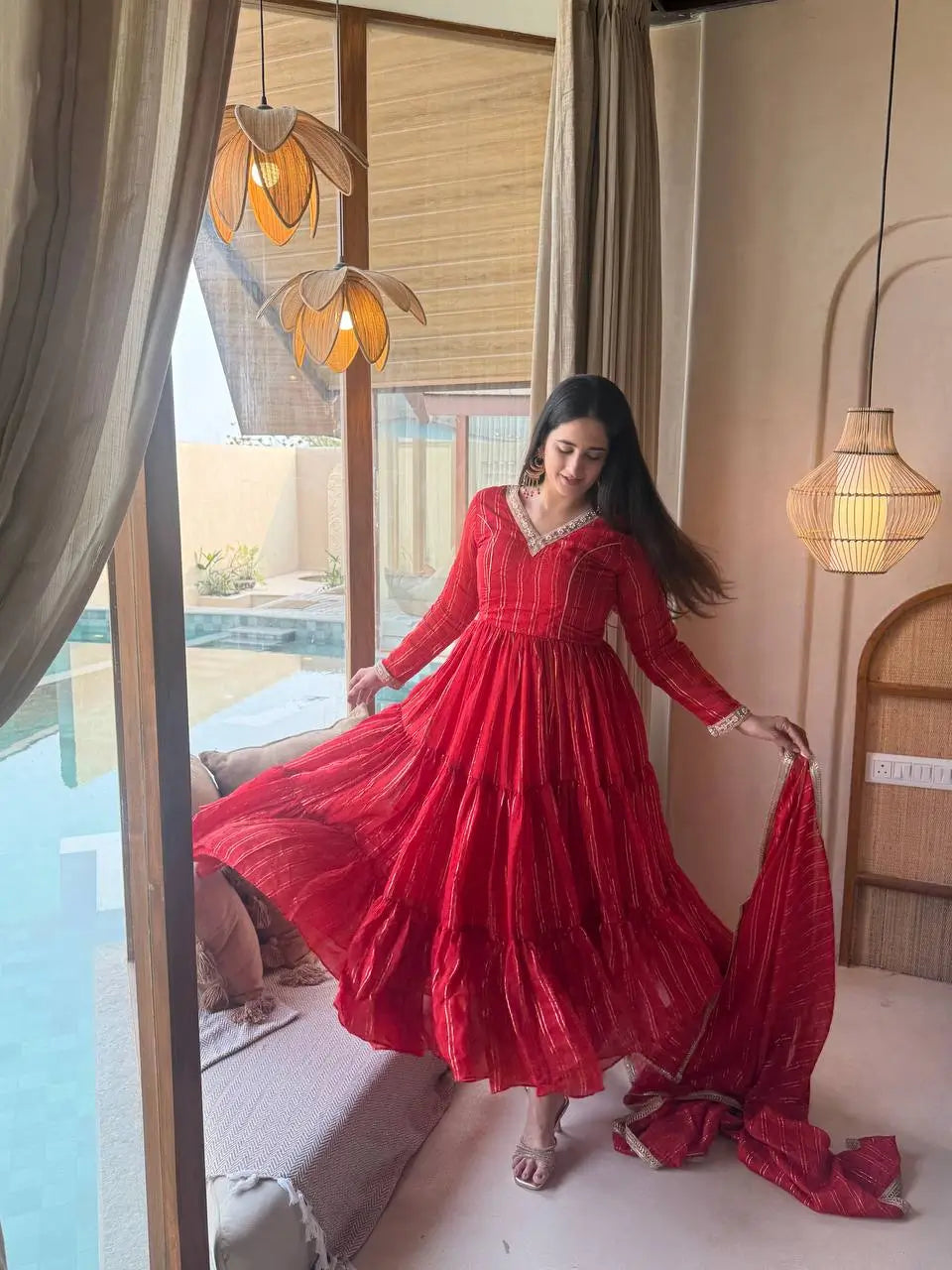 Brocade Tiered Anarkali Gown