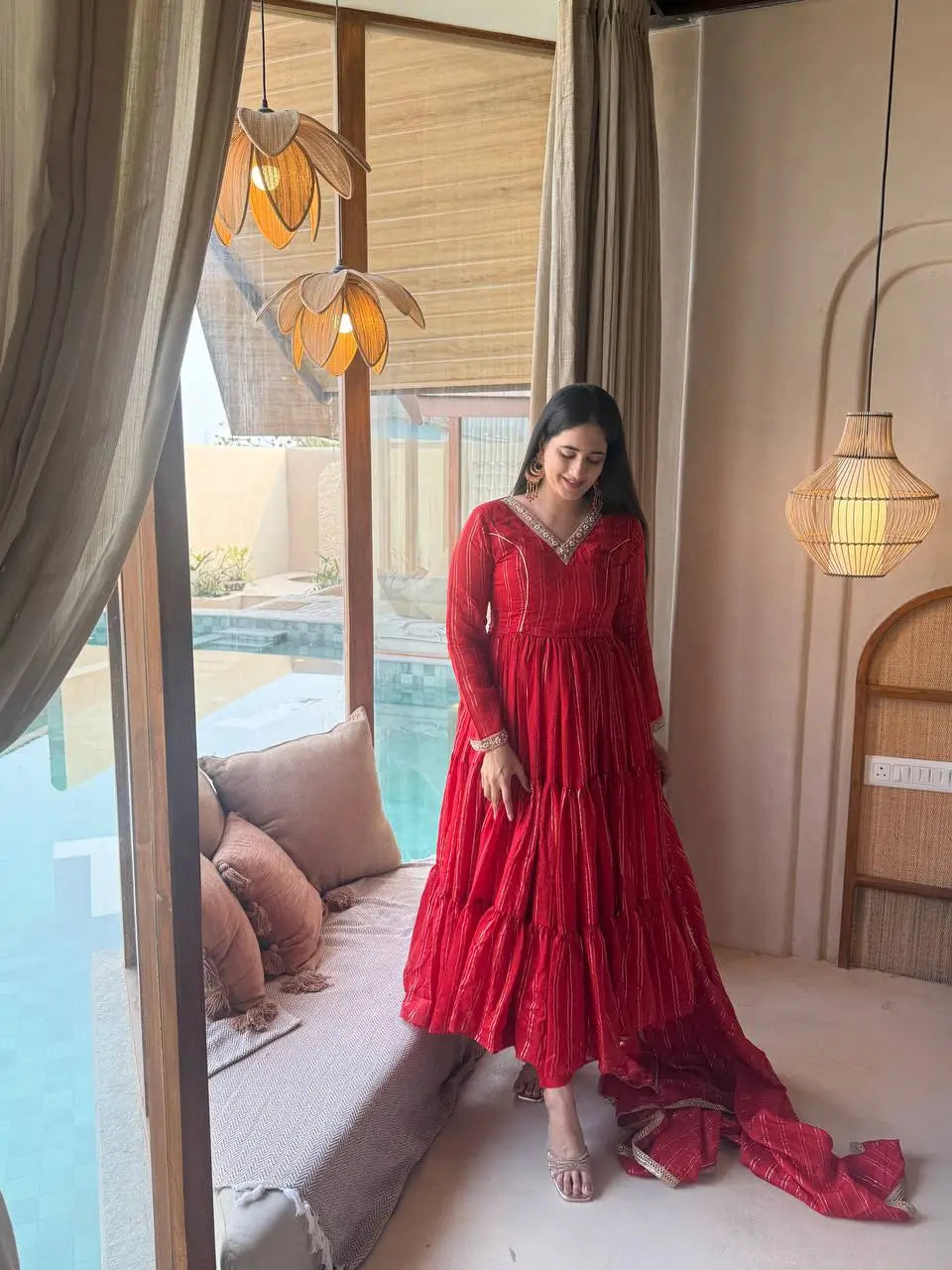 Brocade Tiered Anarkali Gown