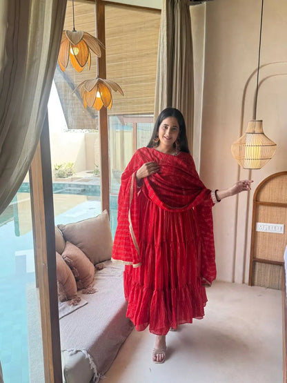 Brocade Tiered Anarkali Gown