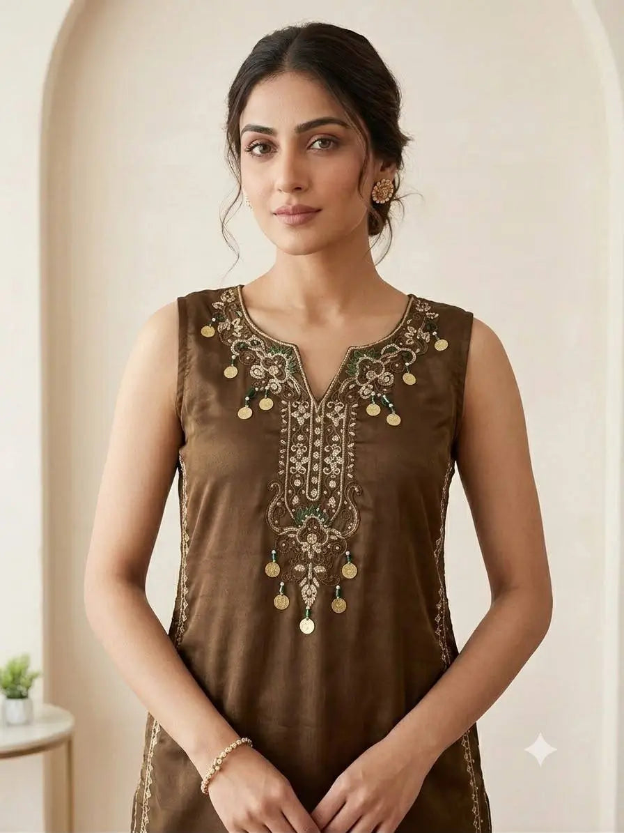 Brown Coin Tassel Suit