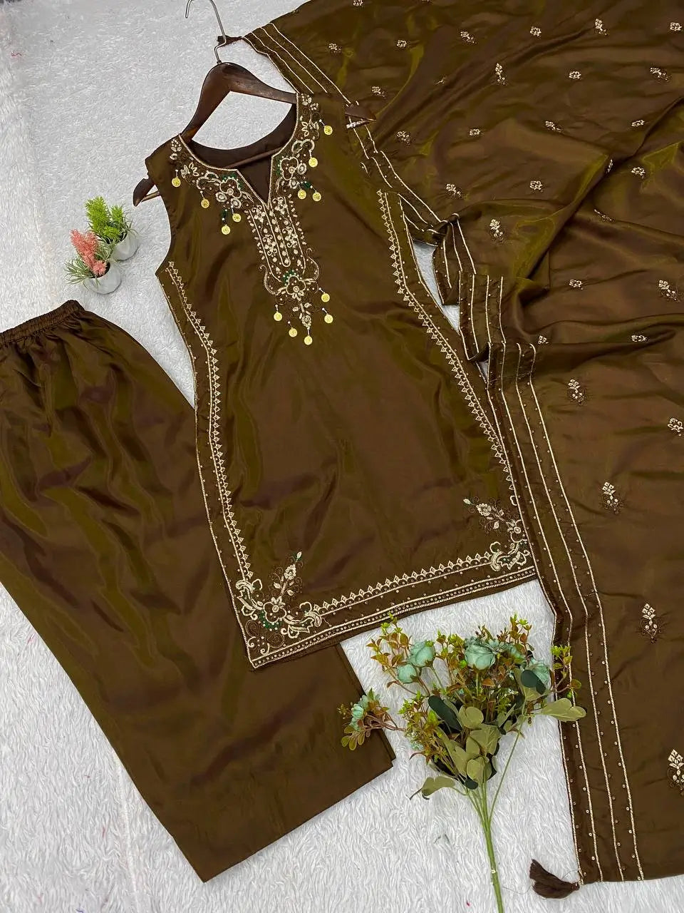 Brown Coin Tassel Suit