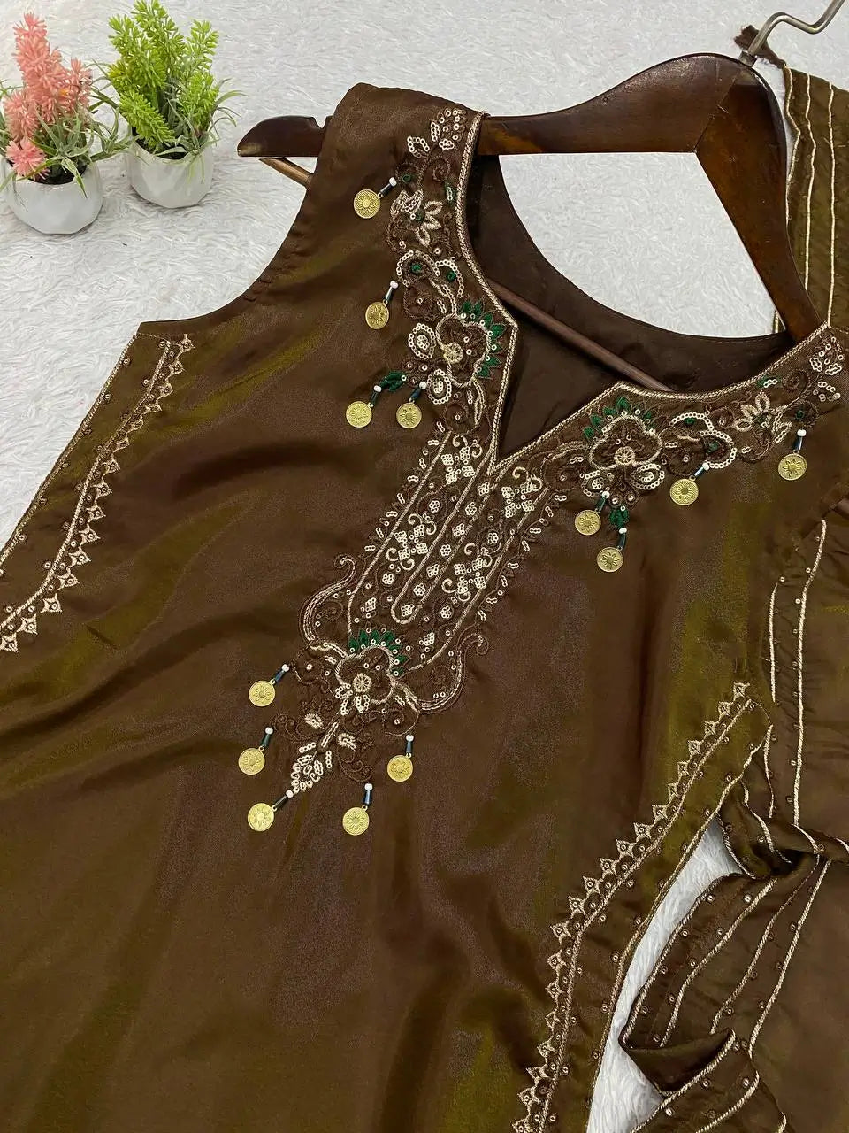 Brown Coin Tassel Suit