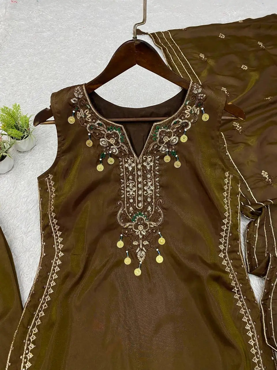 Brown Coin Tassel Suit