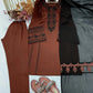 Brown Roman Silk Kurta Set with Dupatta