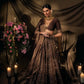 Brown Thai Silk Lehenga with Dori Work