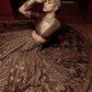 Brown Thai Silk Lehenga with Dori Work