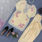 Butter Yellow Embroidered Farshi Palazzo Suit Set with Shaded Dupatta