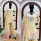 Butter Yellow Embroidered Farshi Palazzo Suit Set with Shaded Dupatta