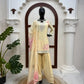 Butter Yellow Embroidered Farshi Palazzo Suit Set with Shaded Dupatta