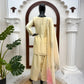 Butter Yellow Embroidered Farshi Palazzo Suit Set with Shaded Dupatta