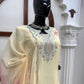 Butter Yellow Embroidered Farshi Palazzo Suit Set with Shaded Dupatta