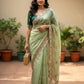 Butterfly Motif Crushed Organza Embroidered Saree