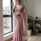 Butterfly Motif Crushed Organza Embroidered Saree