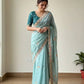 Butterfly Motif Crushed Organza Embroidered Saree