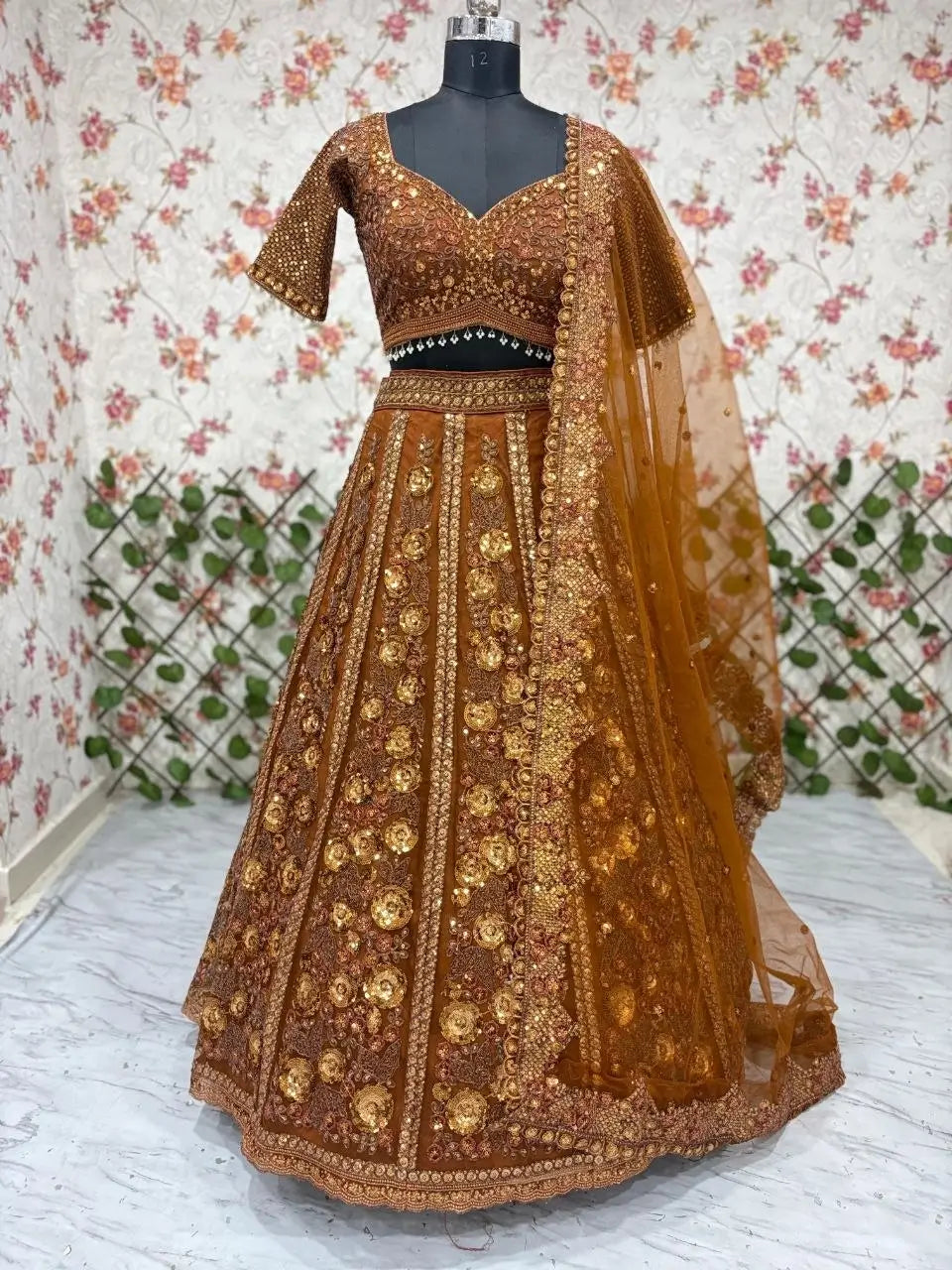 Butterfly Net Bridal Lehenga with Heavy Glass Sequins for Weddings Receptions and Festive Party Wear