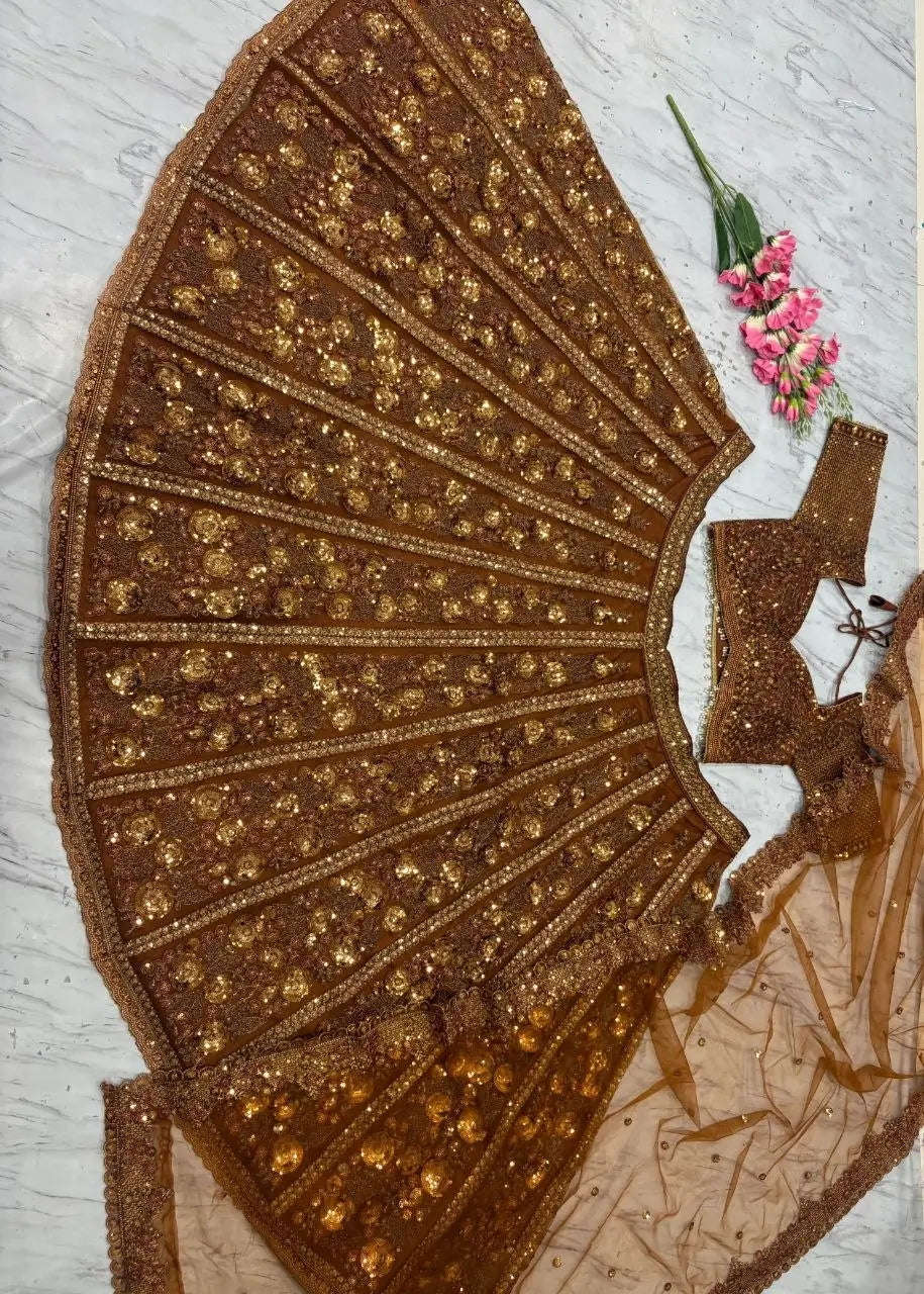 Butterfly Net Bridal Lehenga with Heavy Glass Sequins for Weddings Receptions and Festive Party Wear