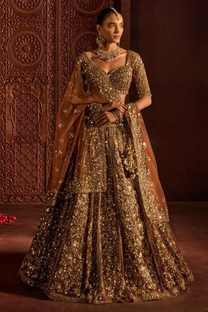 Butterfly Net Bridal Lehenga with Heavy Glass Sequins for Weddings Receptions and Festive Party Wear