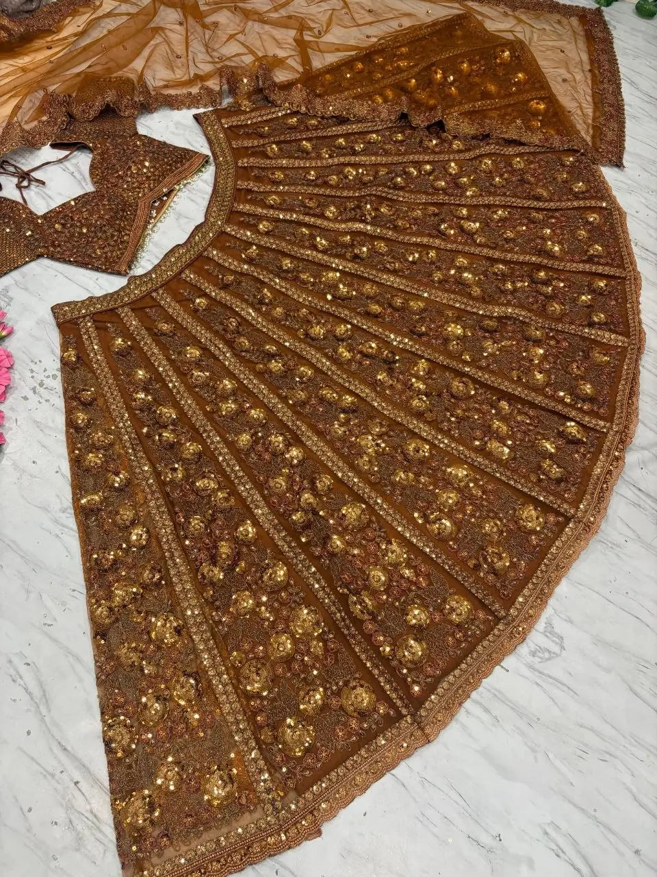 Butterfly Net Bridal Lehenga with Heavy Glass Sequins for Weddings Receptions and Festive Party Wear