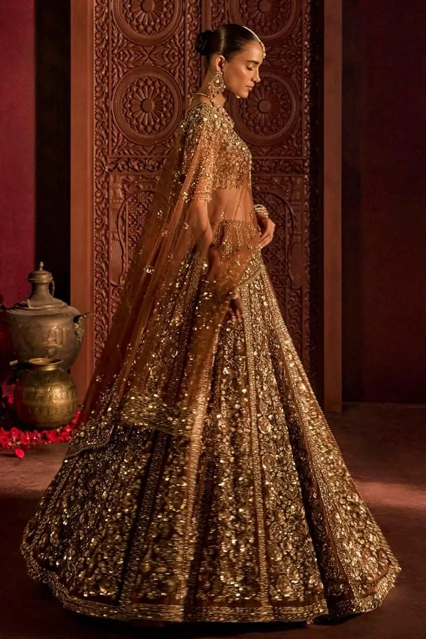 Butterfly Net Bridal Lehenga with Heavy Glass Sequins for Weddings Receptions and Festive Party Wear