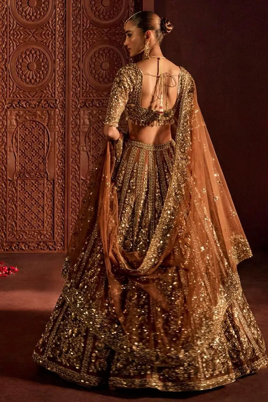 Butterfly Net Bridal Lehenga with Heavy Glass Sequins for Weddings Receptions and Festive Party Wear