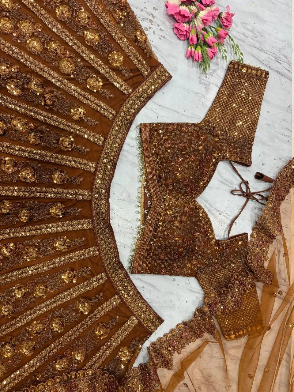 Butterfly Net Bridal Lehenga with Heavy Glass Sequins for Weddings Receptions and Festive Party Wear